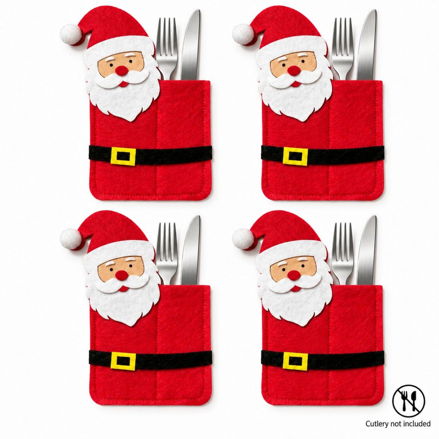 4pk Santa Christmas Silverware Holders