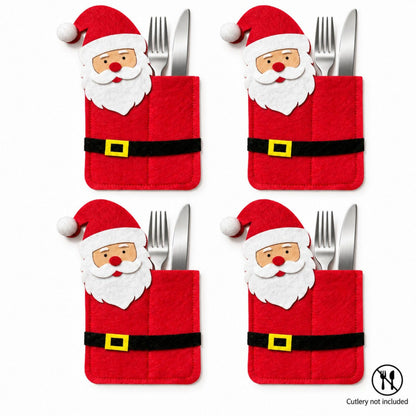 4pk Santa Christmas Silverware Holders