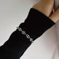 Women's Link Bracelet with Adjustable Chain - Chunky Geometric Pattern Bracelets for Modern Elegant Styling