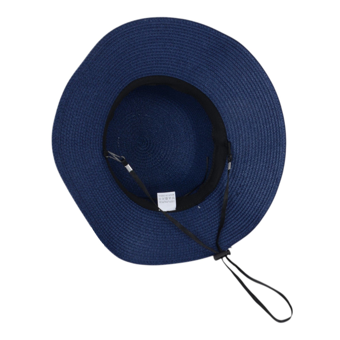 Wide Brim Straw Sun Hat with Black Ribbon Bow Adjustable Chin Strap Inner Sweatband for Outdoor and Travel Use