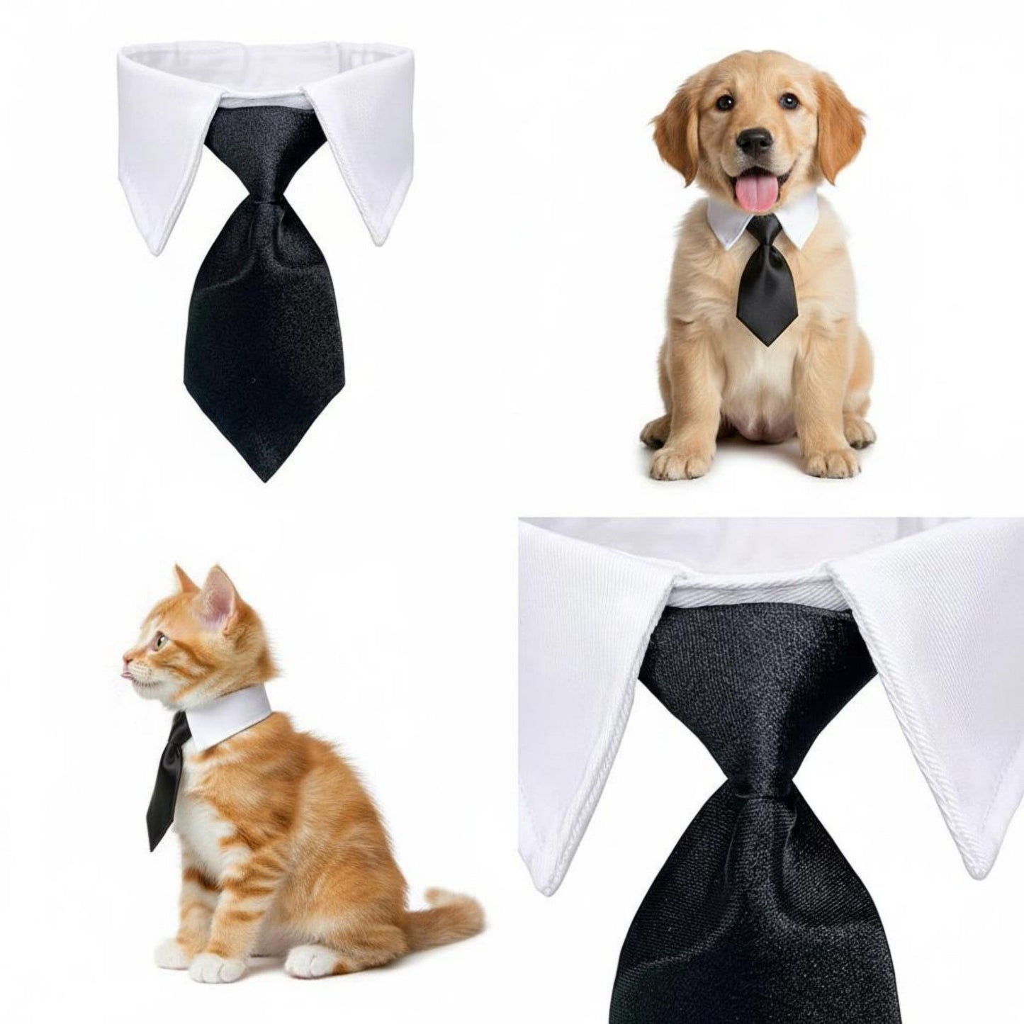 Pet Holiday Crochet Collar and Bowtie Set for Cats and Dogs Adjustable and Festive