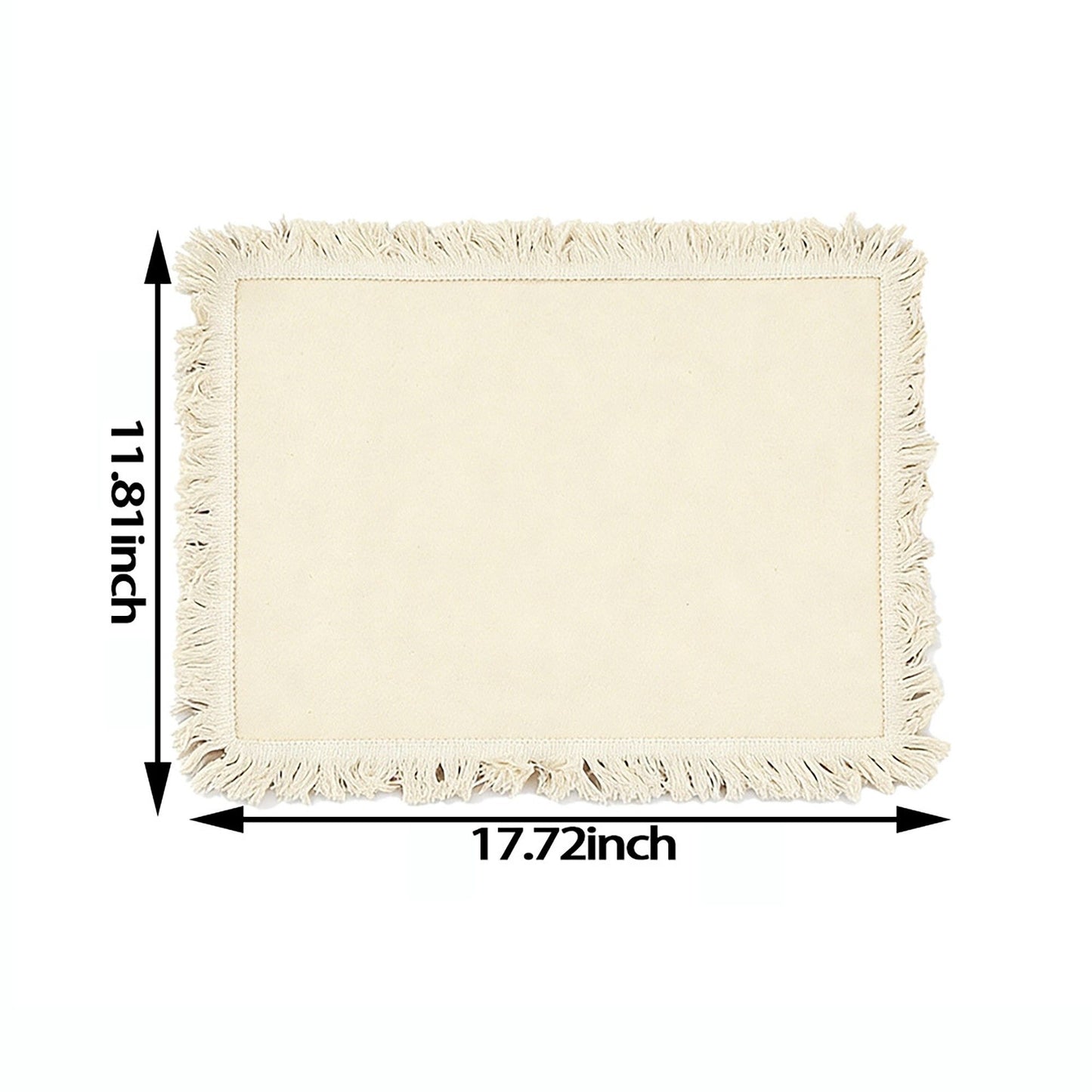 4 Piece Cotton Linen Fringe Placemats Farmhouse Table Mats Washable Heat Resistant Dining Mats