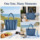 Striped Terry Cloth Tote Bag Roomy Beach and Travel Shoulder Carryall