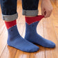 6 Pair Shark Graphic Crew Socks with Contrast Red Cuffs