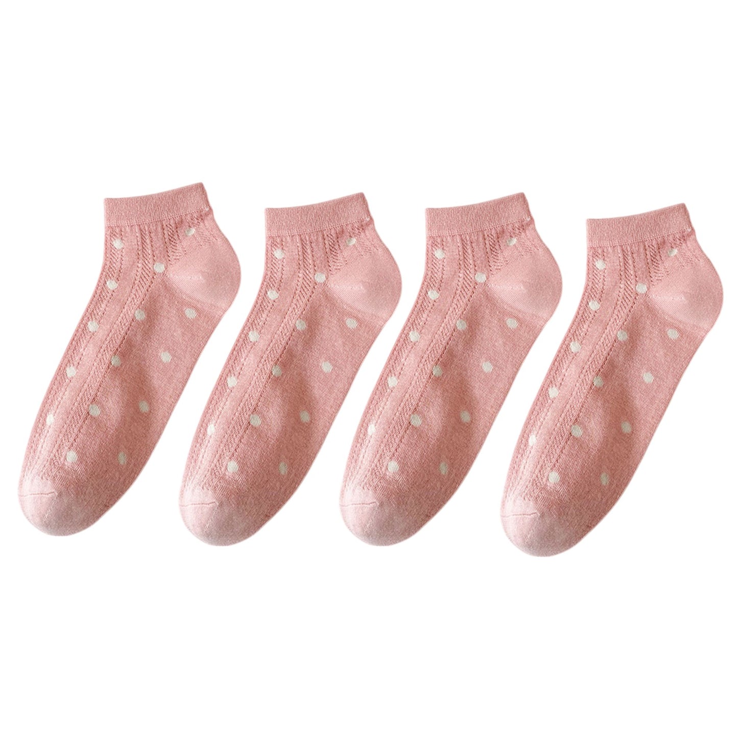 4 Pairs Low-Cut Mesh Knit Cotton Socks Cute Pattern Breathable Stretch for Everyday Casual Wear