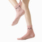 Cat Face Grip Socks with Paw Print Anti-Slip Sole Soft Knit Ankle Socks for Home or Yoga 3-Pack