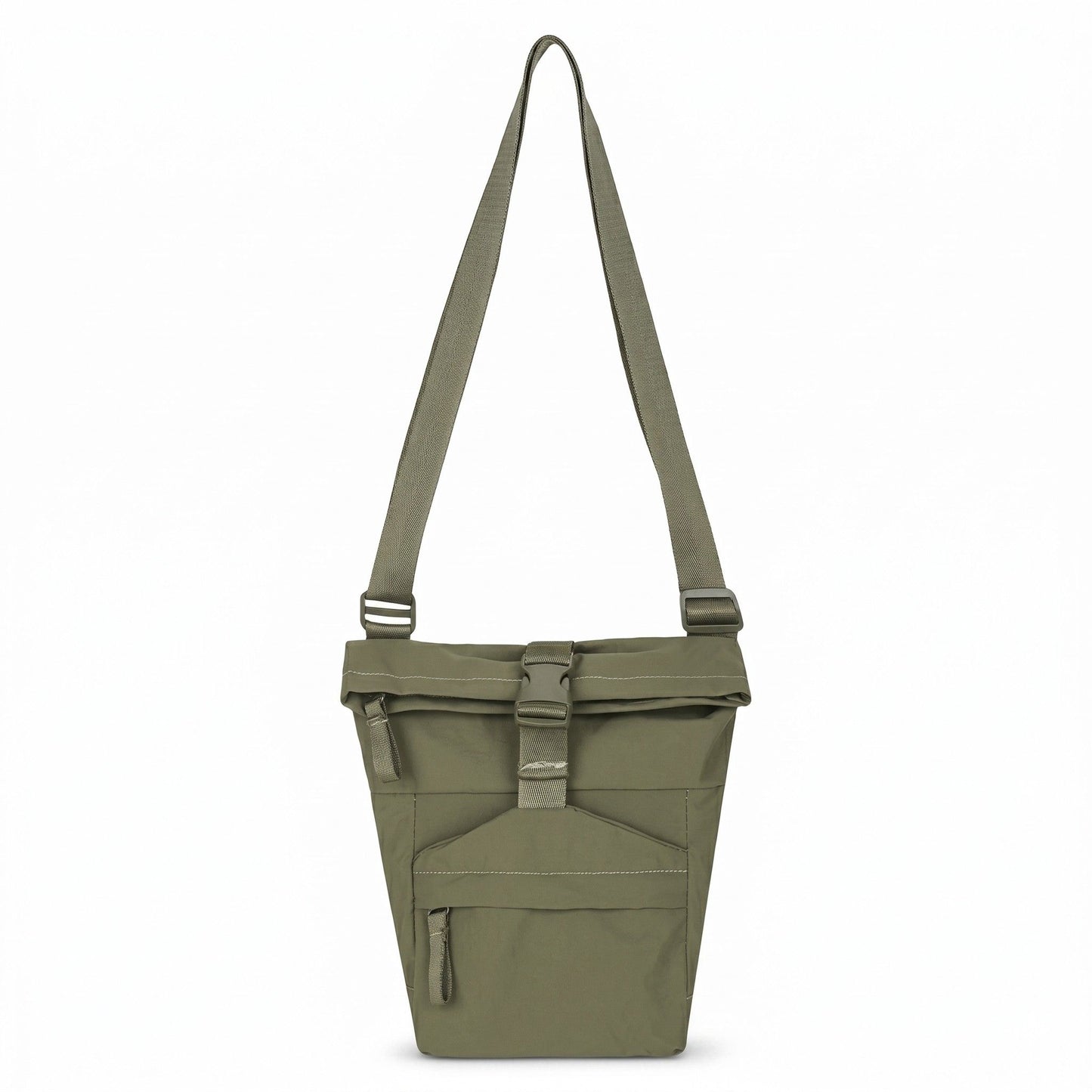 Water Resistant Nylon Crossbody Bucket Bag Adjustable Strap Multi Pocket Everyday Travel Bag