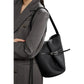Pebbled Leather Bucket Shoulder Tote with Adjustable Buckle Accent and Open Top Design