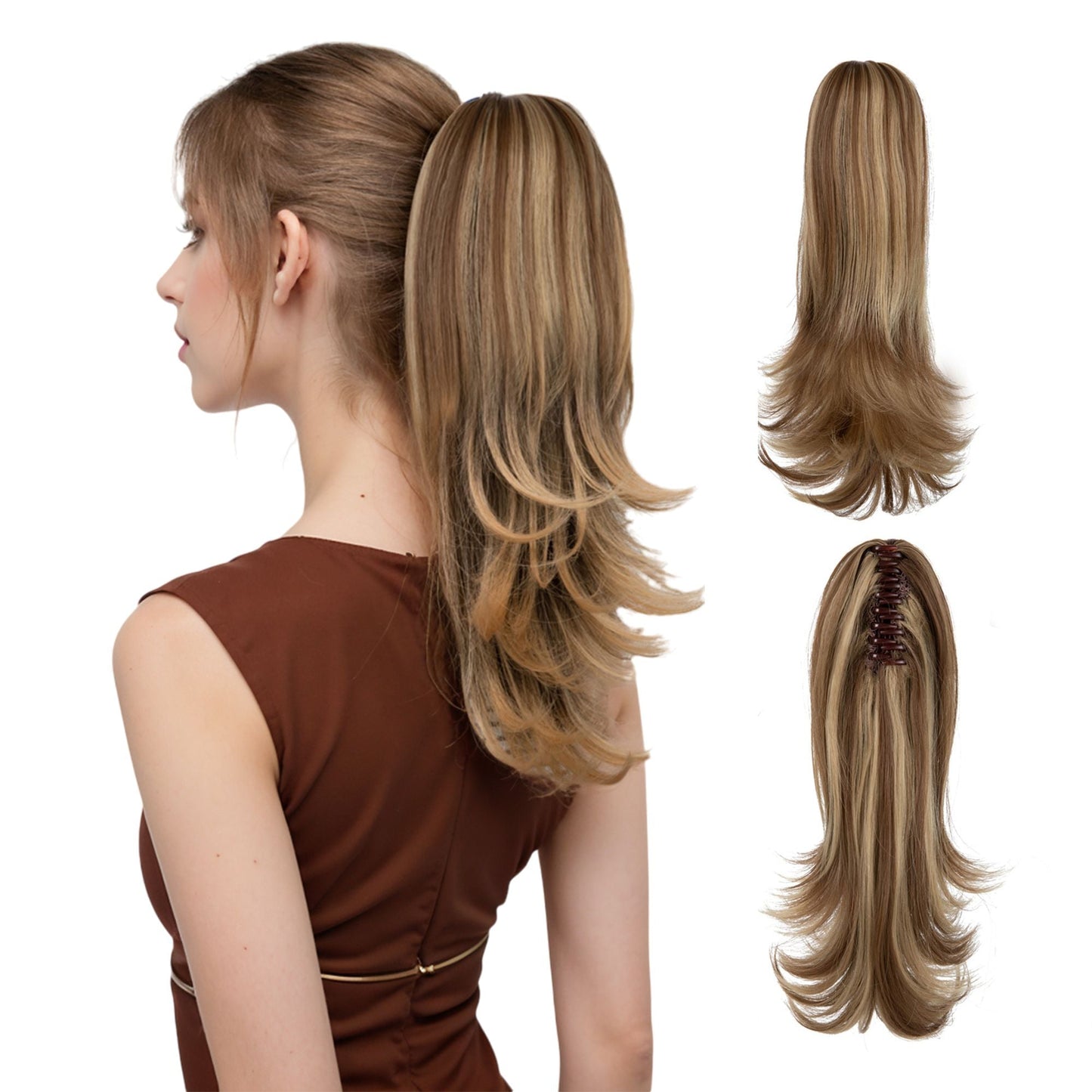 12-Inch Claw Clip Ponytail Extension for Curly Hair-Natural-Looking Longer Ponytail Attachment