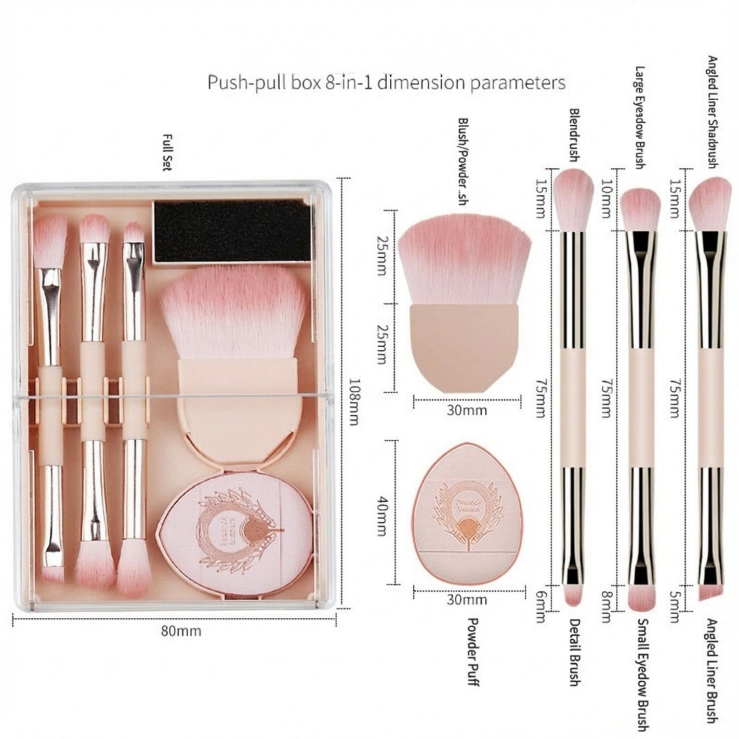 Makeup Brush and Sponge Set with Storage Case for Face and Eye Application