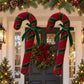 2ct Christmas Candy Cane Hanging Decorations with Bows Red Green and White