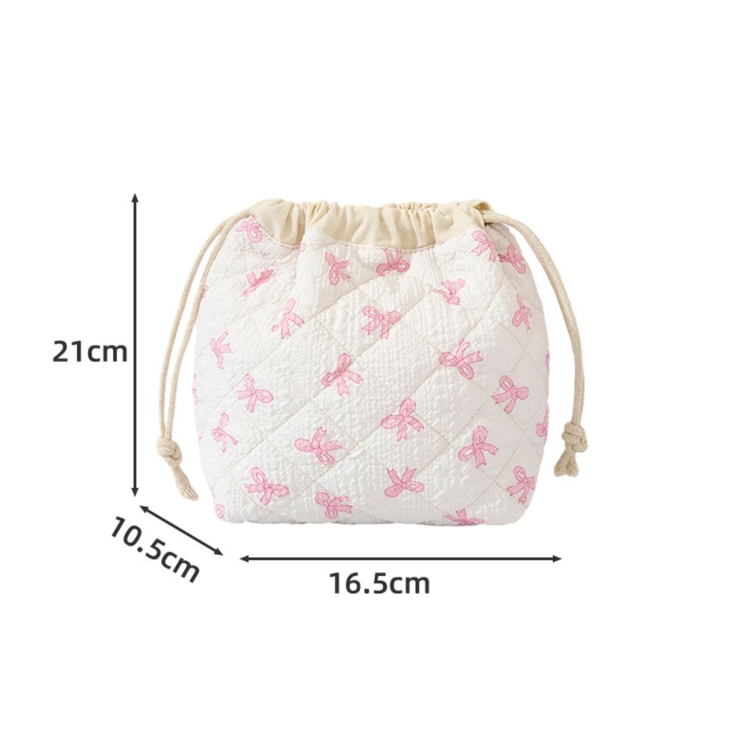 Quilted Drawstring Makeup Bag Large Capacity Portable Cosmetic Organizer Pouch