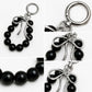 Beaded Bow Keychain with Round Bead Loop and Metal Clip Bag Charm