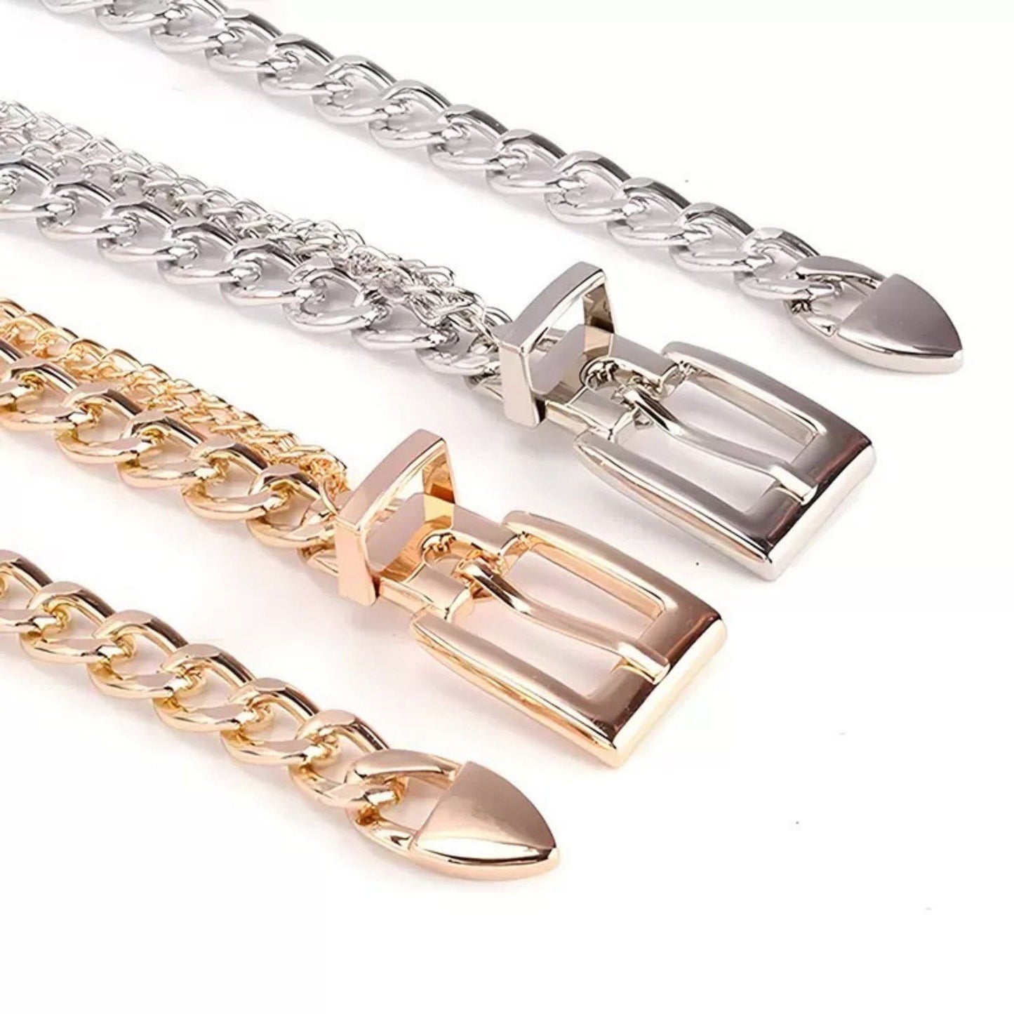 Chunky Chain Waist Belt with Layered Draped Links and Buckle Detail for Stylish Definition 41.5in