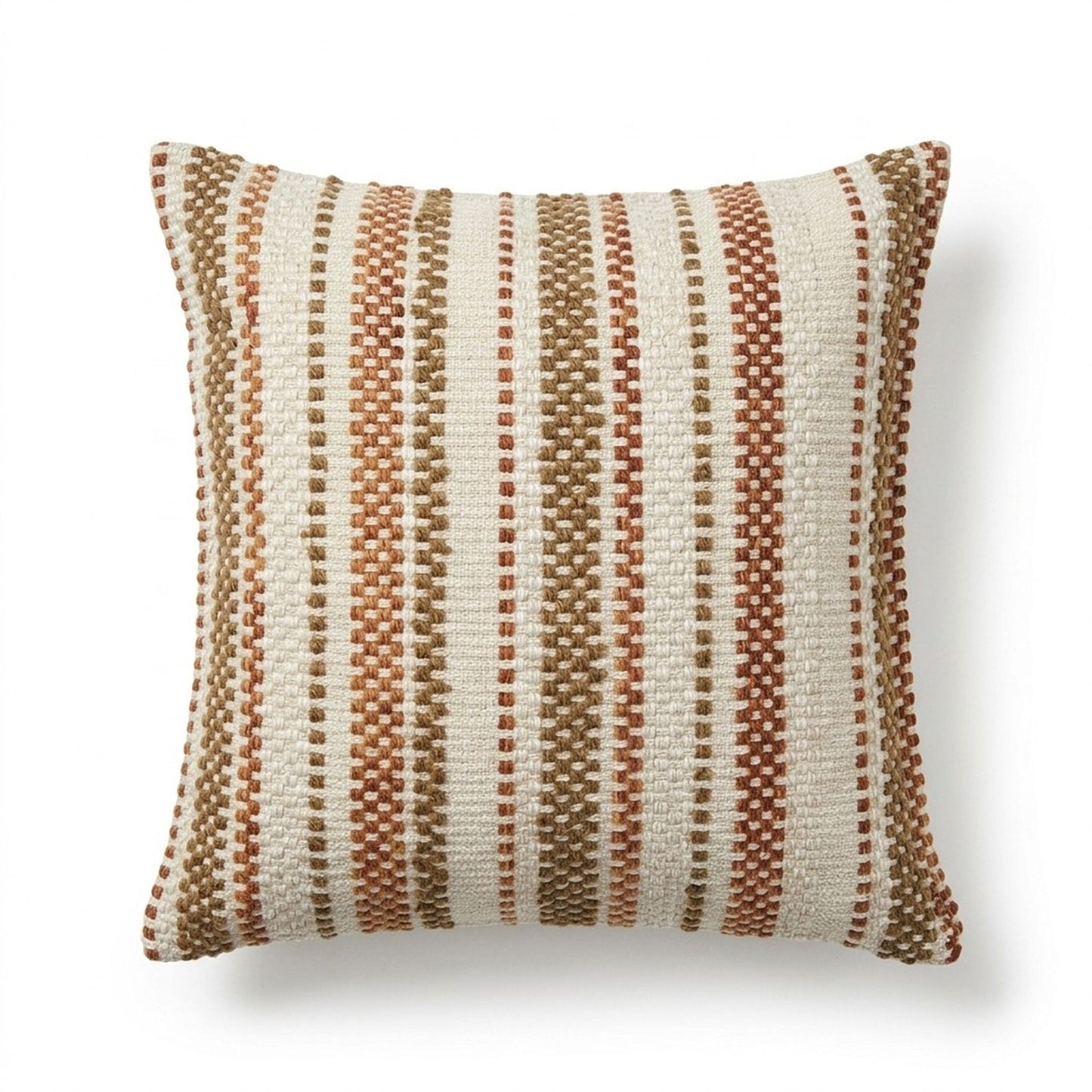 Textured Woven Striped Square Decorative Throw Pillow Cover