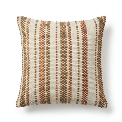 Textured Woven Striped Square Decorative Throw Pillow Cover