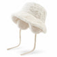 Plush Bucket Hat Removable Ear Flaps Tie Straps Fuzzy Winter Hat