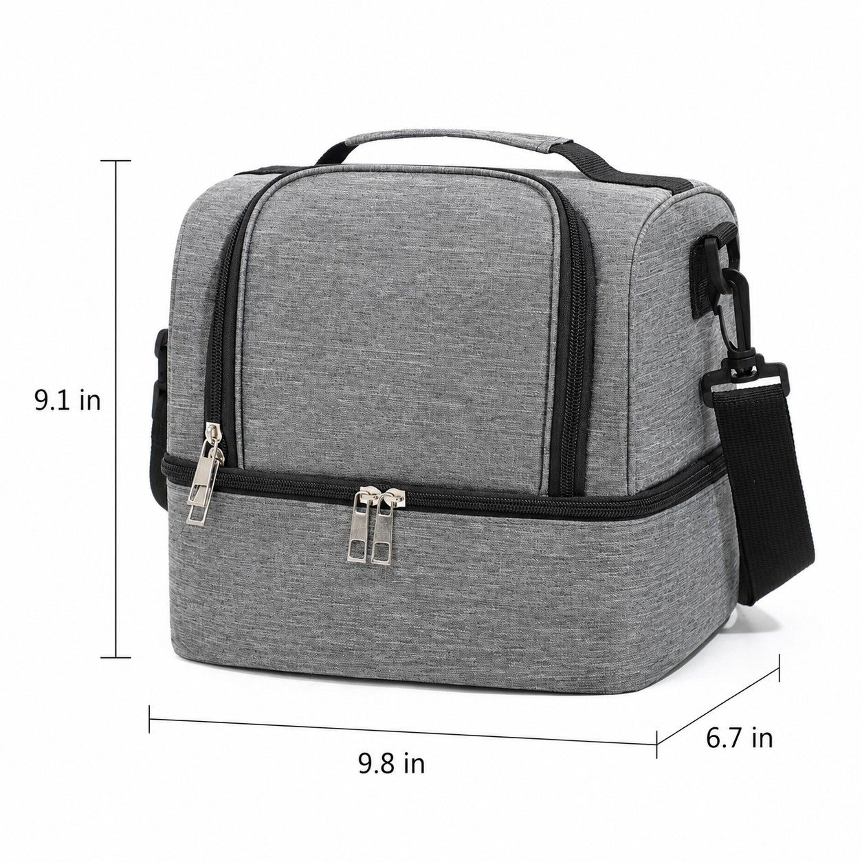 Dual Compartment Insulated Lunch Bag with Adjustable Shoulder Strap