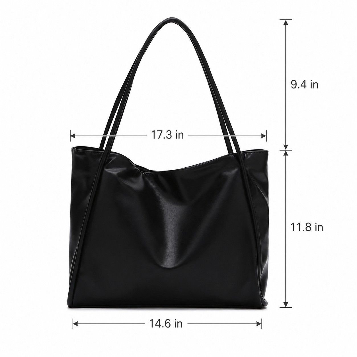 Large Faux Leather Tote Bag with Double Shoulder Straps and Magnetic Closure