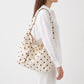 Polka Dot Hobo Tote Bag with Wide Shoulder Strap and Matching Pouch 12.5x13x5.5in
