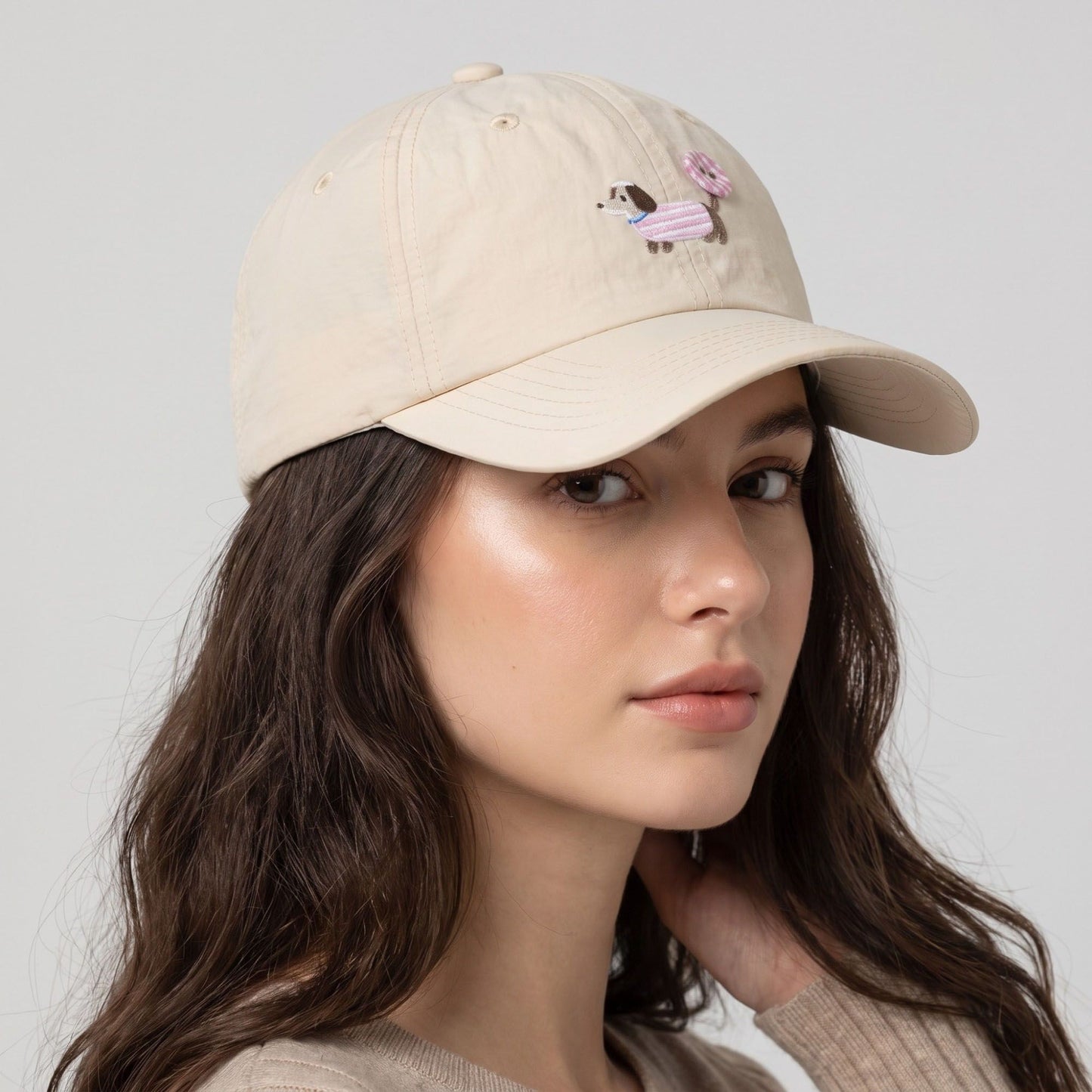 Embroidered Dachshund Baseball Cap Curved Brim Casual Hat