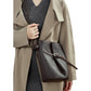 Pebbled Leather Bucket Shoulder Tote with Adjustable Buckle Accent and Open Top Design