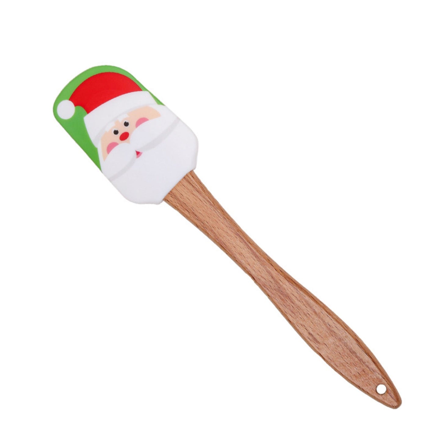 Christmas Silicone Spatula with Wooden Handle for Baking and Cooking