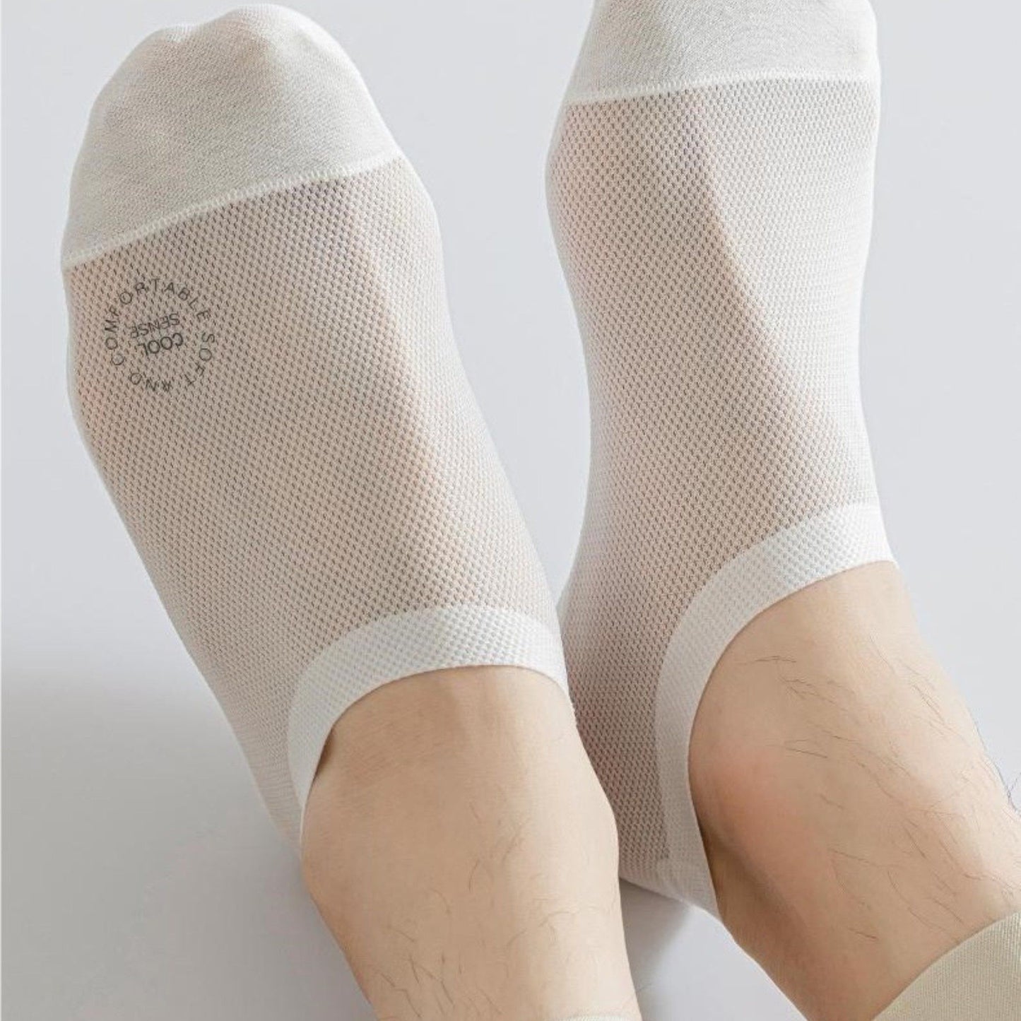 Men's No-Show Mesh Socks with Non-Slip Silicone Heel Grip and Breathable Low-Cut Design 3-Pack