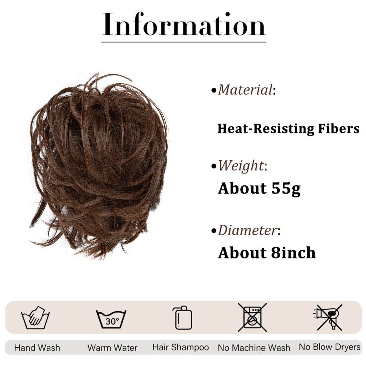 Messy Bun Hair Piece Updo Synthetic Tousled Ponytail Hairpiece 8 Inch