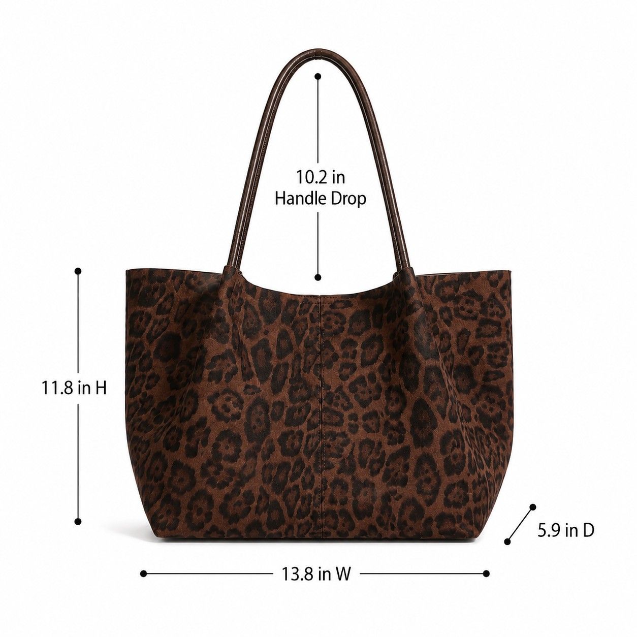 Faux Suede Tote Bag with Removable Zip Pouch and Double Shoulder Handles