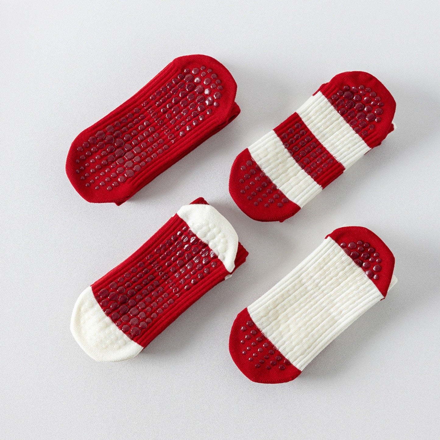 Grip Crew Socks 2 Pair Pack Ribbed Stripe Design