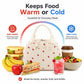 Strawberry Print Corduroy Insulated Lunch Bag with Handles and Zip Closure