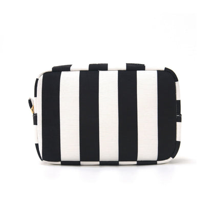 Striped Corduroy Cosmetic Pouch Makeup Bag with Zip Closure