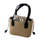 Summer PU Straw Woven Drawstring Handbag with Inner Zipper Pocket