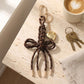 Macrame Bow Keychain with Heart Charm