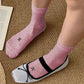 Ribbed Ankle Socks with Bow Embroidery 6Pk