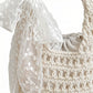 Crochet Shoulder Bag with Lace Bow Detail Knit Bucket Handbag Drawstring Lined Casual Everyday Tote