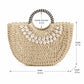 Straw Woven Shell Handbag with Round Handle