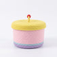 Animal Applique Woven Rope Storage Basket Lid Decorative Organizer Bin