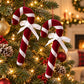 2ct Christmas Candy Cane Hanging Decorations with Bows Red Green and White