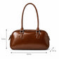 East West Faux Leather Bowler Shoulder Bag with Double Handles and Zip Closure