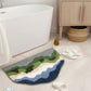 Tufted Floor Mat with Abstract Nature Pattern Non Slip Backing Soft Plush Decorative Indoor Entryway Bathroom Rug