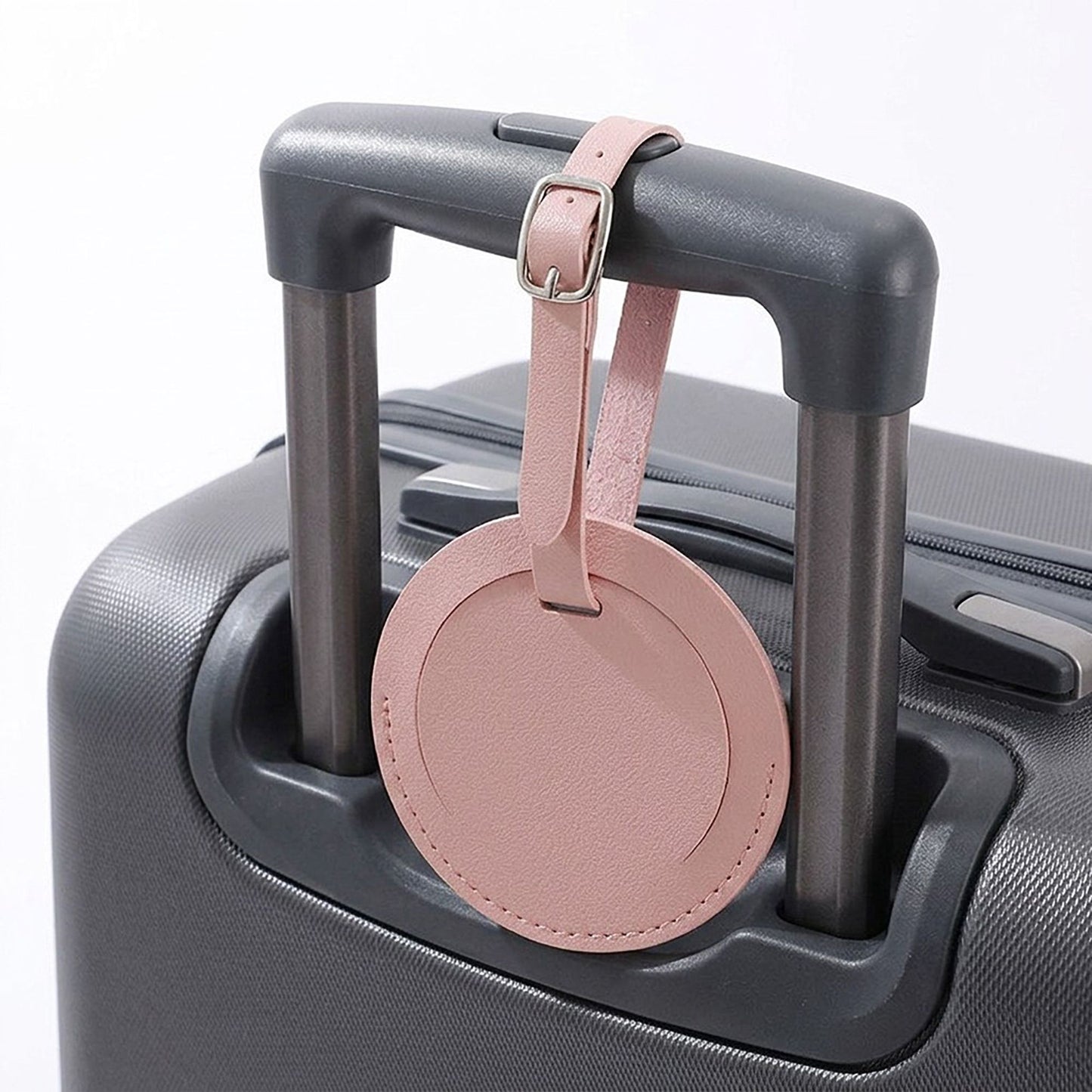 2 Pack Round Luggage Tags with Adjustable Buckle Straps