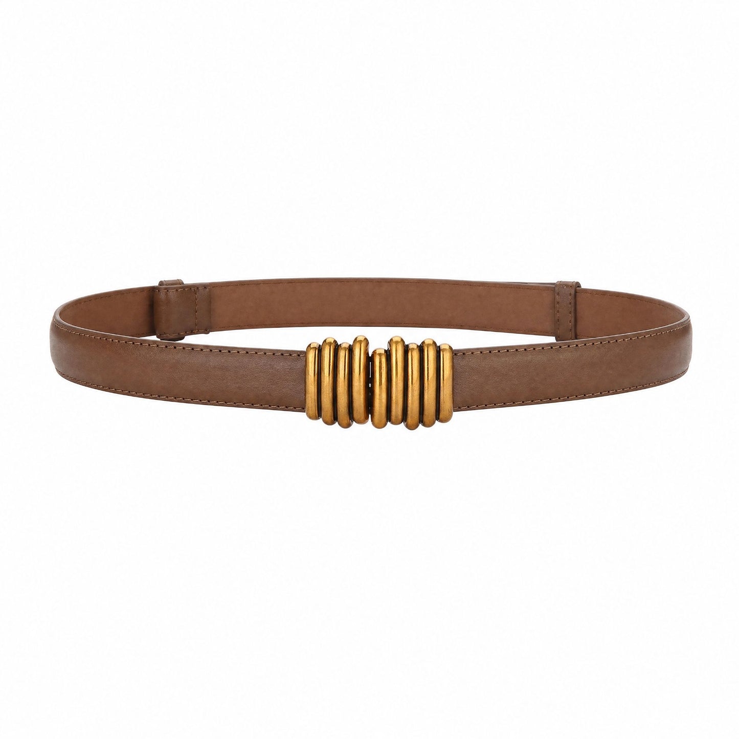 Skinny Waist Belt Thin Dress Belt with Rounded Metal Buckle 39.4 in