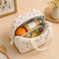 Floral Corduroy Insulated Lunch Tote Bag with Front Pocket and Zip Closure