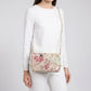 Floral Embroidered Sequin Shoulder Bag with Chain Strap Curved Silhouette