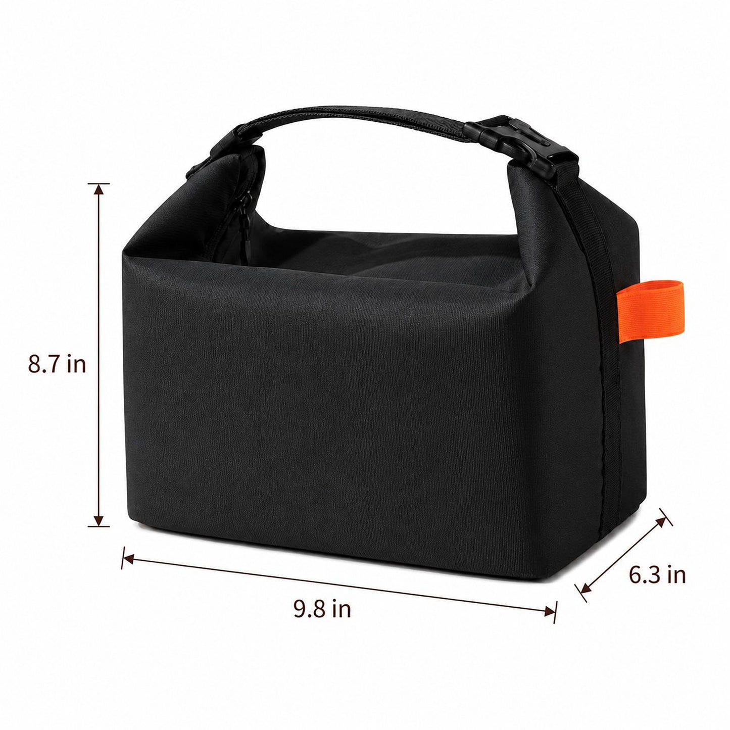 Insulated Roll Top Lunch Bag with Buckle Handle and Leak-Resistant Lining