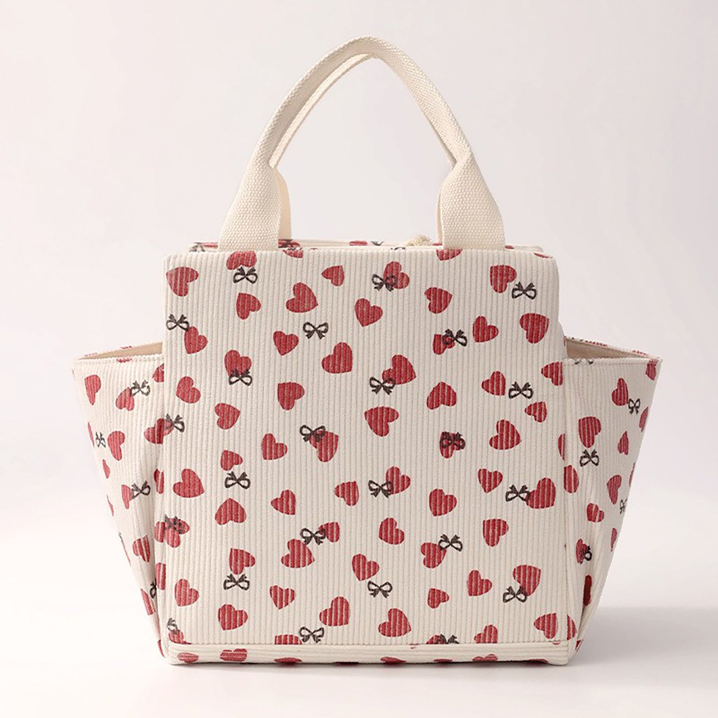 Insulated Lunch Bag with 12L Capacity Heart Print Reusable Thermal Food Tote with Zipper Closure