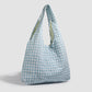 Plaid Hobo Tote Bag with Soft Slouchy Shape and Shoulder Handle