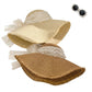 Wide Brim Sun Hat with Lace Band and Frayed Edge
